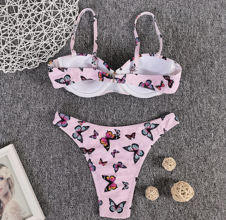 Butterfly Print Bikini High Quality Hard Bag Swimsuit Women