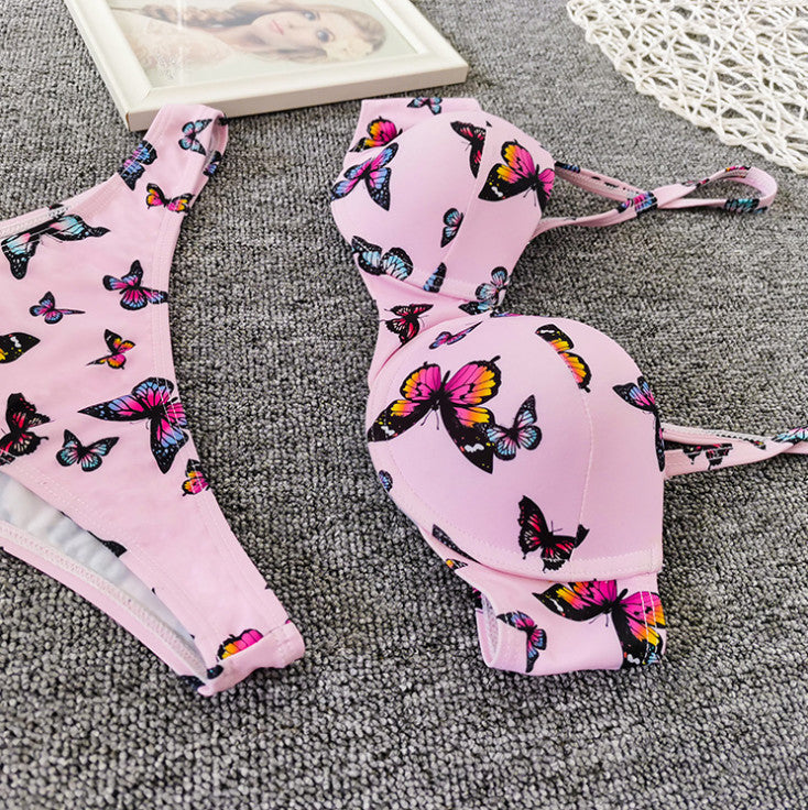 Butterfly Print Bikini High Quality Hard Bag Swimsuit Women
