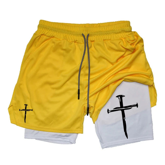 Printed Sports Shorts In God We Trust
