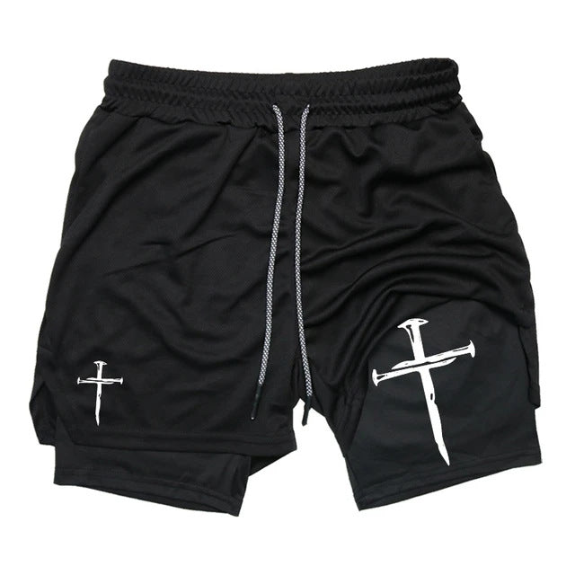 Printed Sports Shorts In God We Trust