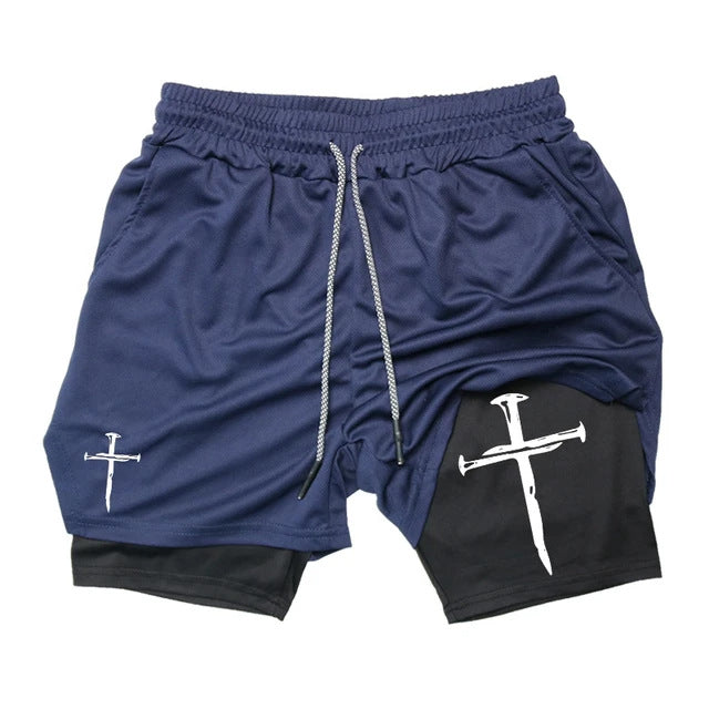 Printed Sports Shorts In God We Trust