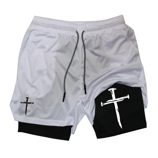 Printed Sports Shorts In God We Trust