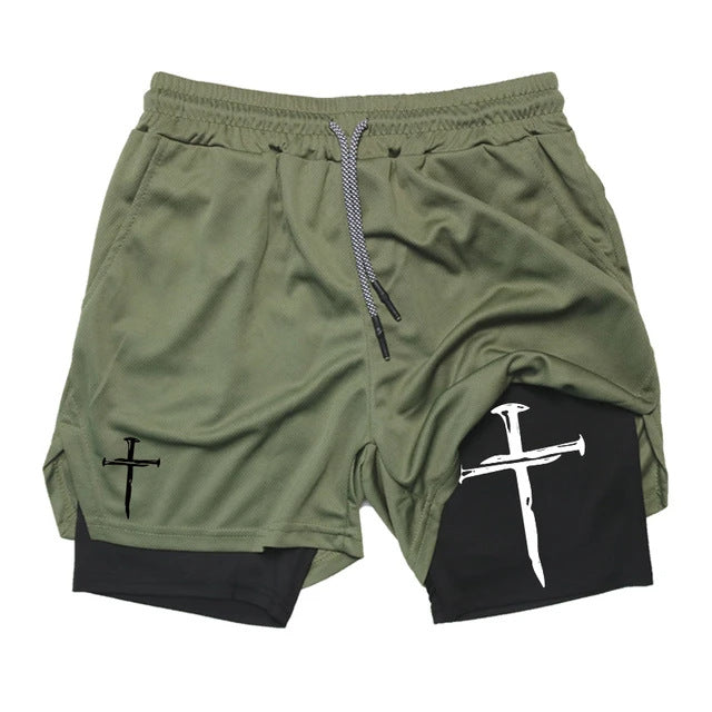 Printed Sports Shorts In God We Trust