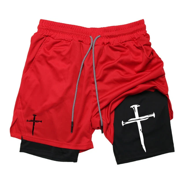 Printed Sports Shorts In God We Trust