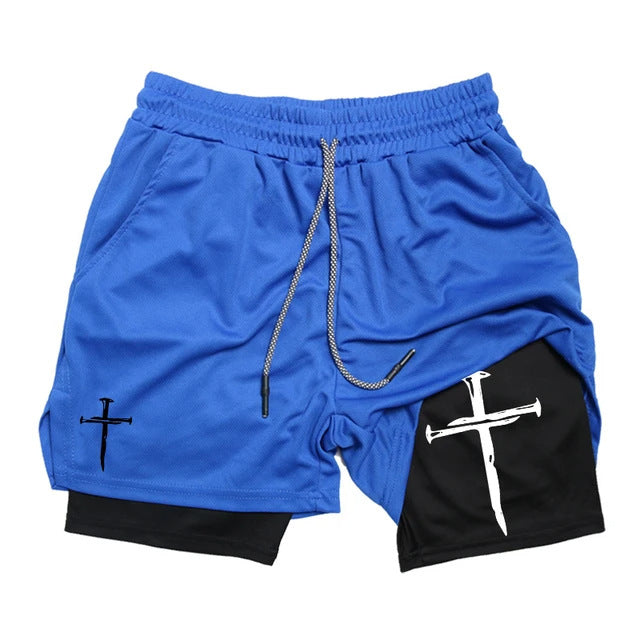 Printed Sports Shorts In God We Trust
