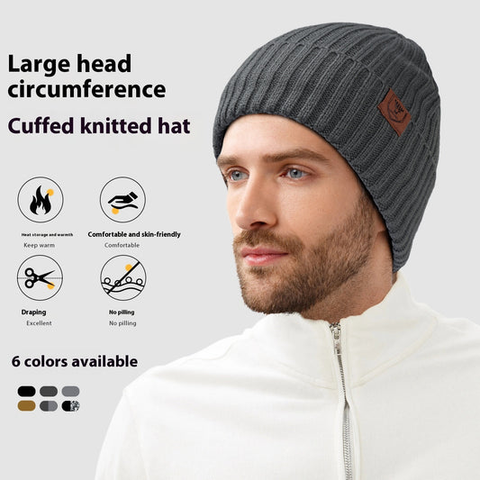 Men's Woollen Cap: Warm Ear Protection for Big Head Sizes
