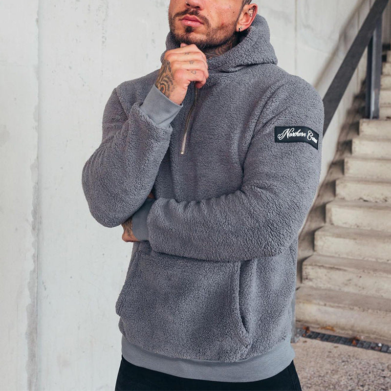 European And American Plush Sports Men's Coat Hoodie