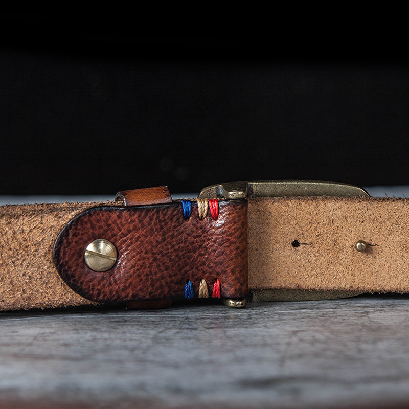 Vintage  Handmade Cowhide Belt