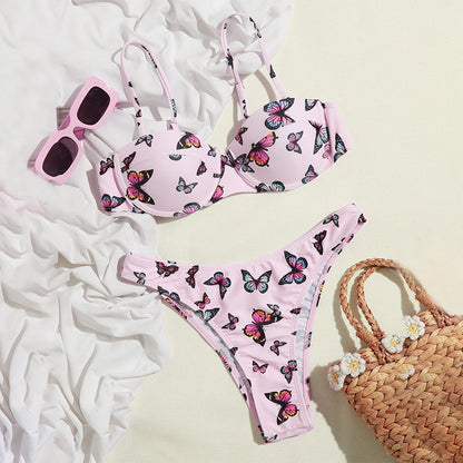 Butterfly Print Bikini High Quality Hard Bag Swimsuit Women