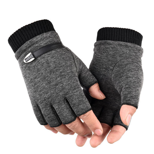 Mens Fingerless Gloves Magic Half Finger Winter Typing Touch Thermal Gloves.