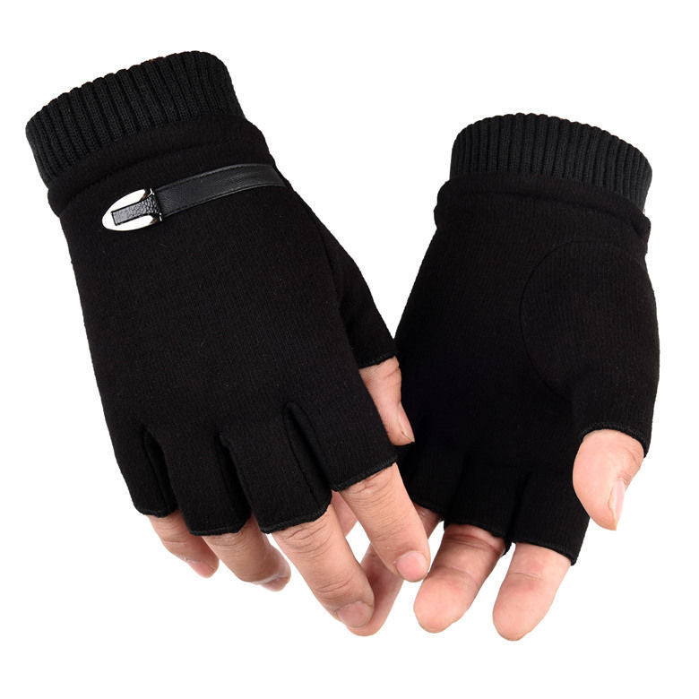 Mens Fingerless Gloves Magic Half Finger Winter Typing Touch Thermal Gloves.