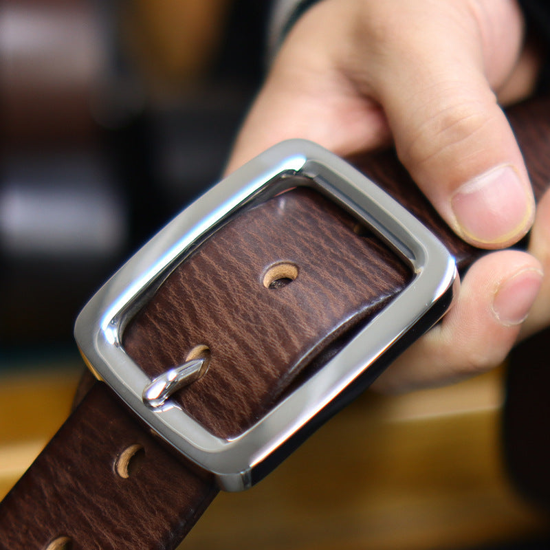 Retro Thick Pure Steel Hand-rub Colour Men's Belt
