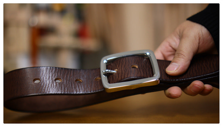 Retro Thick Pure Steel Hand-rub Colour Men's Belt