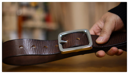 Retro Thick Pure Steel Hand-rub Colour Men's Belt