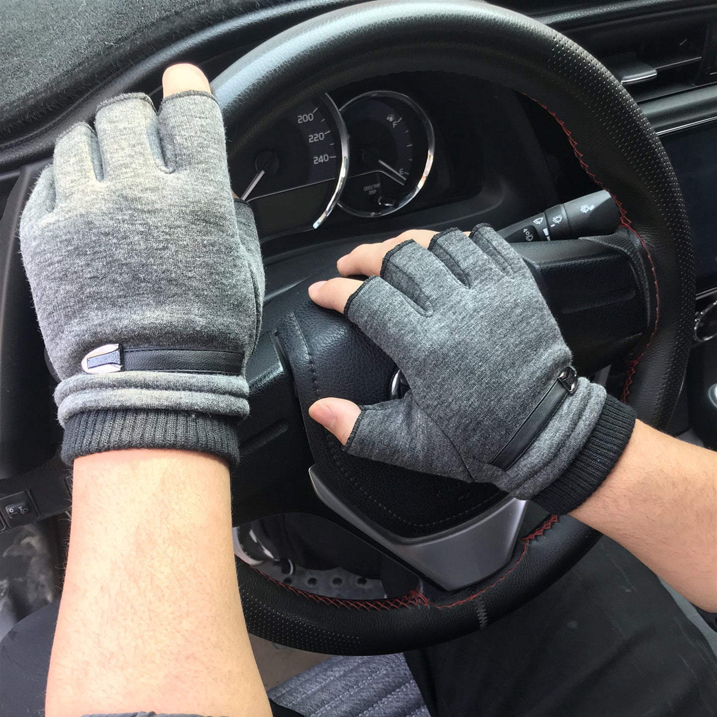 Mens Fingerless Gloves Magic Half Finger Winter Typing Touch Thermal Gloves.