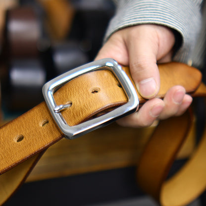 Retro Thick Pure Steel Hand-rub Colour Men's Belt