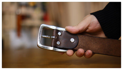 Retro Thick Pure Steel Hand-rub Colour Men's Belt