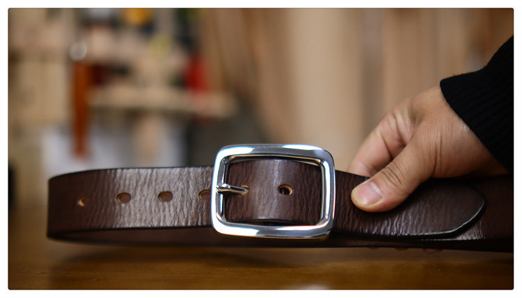 Retro Thick Pure Steel Hand-rub Colour Men's Belt