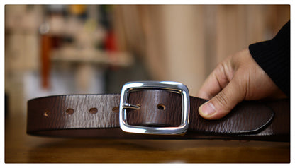 Retro Thick Pure Steel Hand-rub Colour Men's Belt