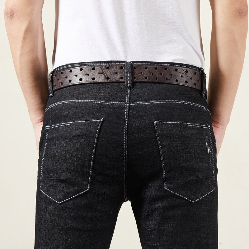 Men's Genuine Leather Pure Cowhide Retro Belt, Dual buckle