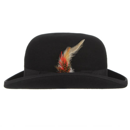 Men's British Feather Decoration Bowler Wool  Hat