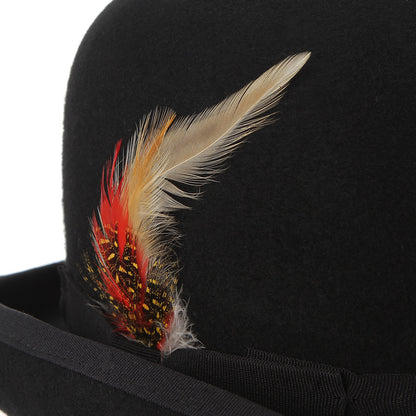 Men's British Feather Decoration Bowler Wool  Hat