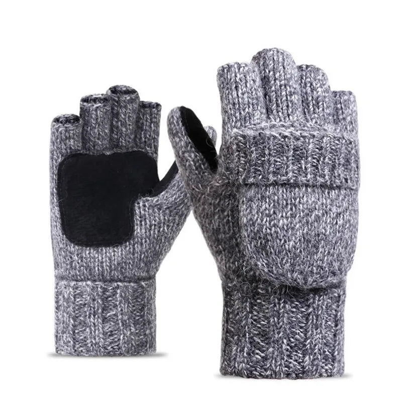 Thick Male Wool Fingerless Gloves.