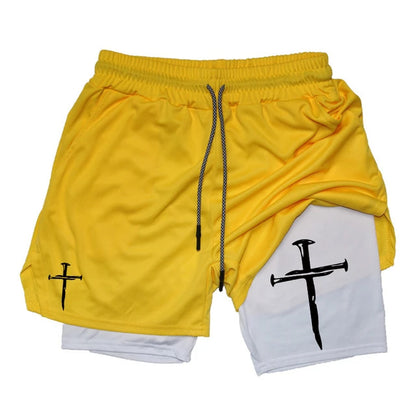 Printed Sports Shorts In God We Trust