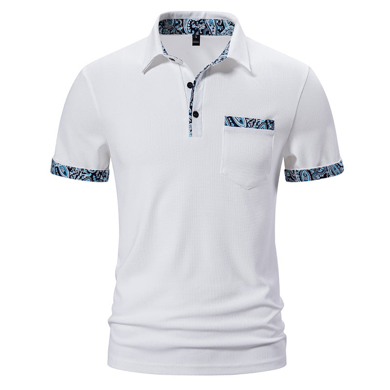 Men's Paisley Color Lapel Short-sleeved T-shirt