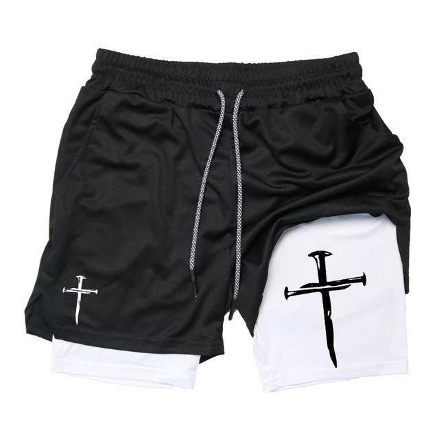 Printed Sports Shorts In God We Trust
