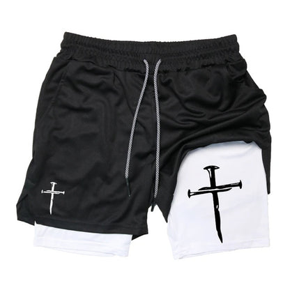 Printed Sports Shorts In God We Trust