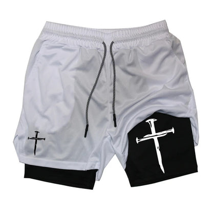 Printed Sports Shorts In God We Trust