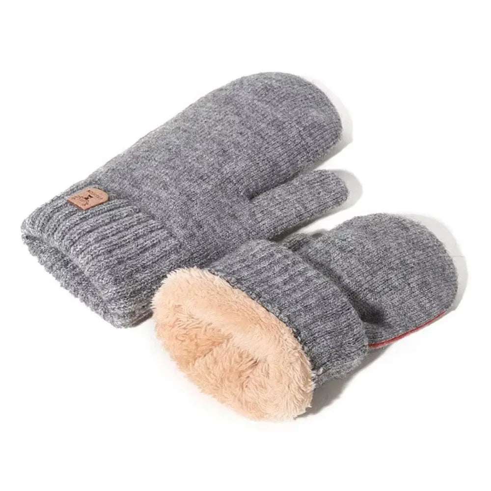 Men's Knitted Gloves Velvet Double-layer Winter Gloves