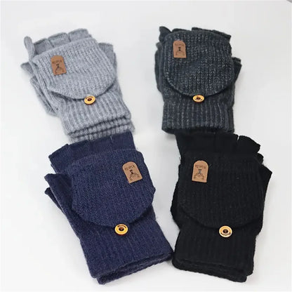 Men  Winter Gloves Half Finger Open Flip Design