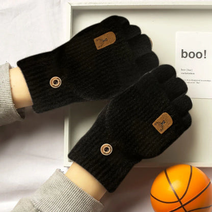Men  Winter Gloves Half Finger Open Flip Design