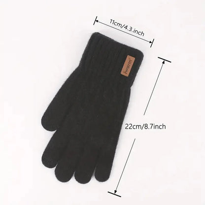 Winter Gloves For Men Full Finger Writting Office Cycling Knitted Gloves Students Alpaca Wool Warm Thick Elastic Driving Gloves