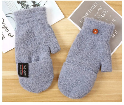 Knitted Clamshell Winter Half Finger Gloves for Men
