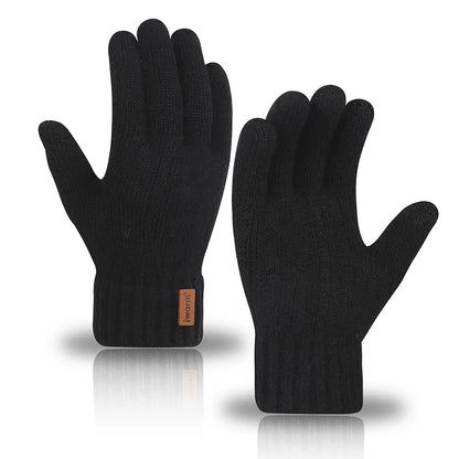 Winter Gloves For Men Full Finger Writting Office Cycling Knitted Gloves Students Alpaca Wool Warm Thick Elastic Driving Gloves
