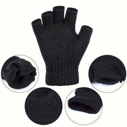 Men  Winter Gloves Half Finger Open Flip Design
