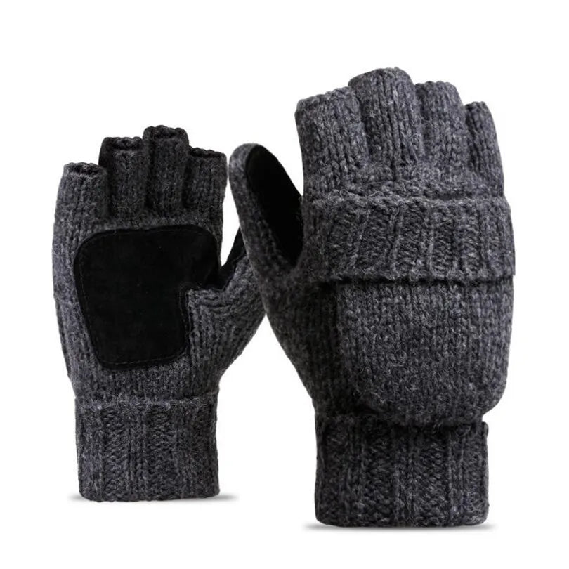 Thick Male Wool Fingerless Gloves.