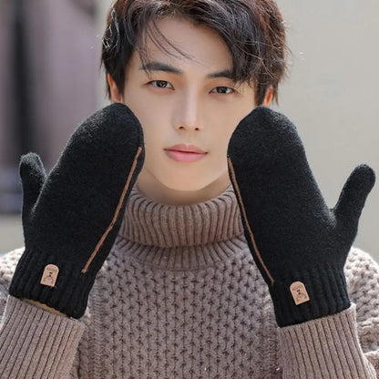 Men's Knitted Gloves Velvet Double-layer Winter Gloves