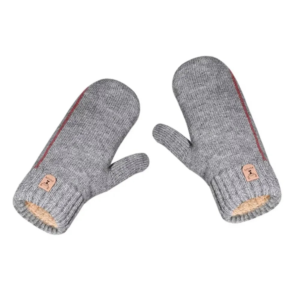 Men's Knitted Gloves Velvet Double-layer Winter Gloves