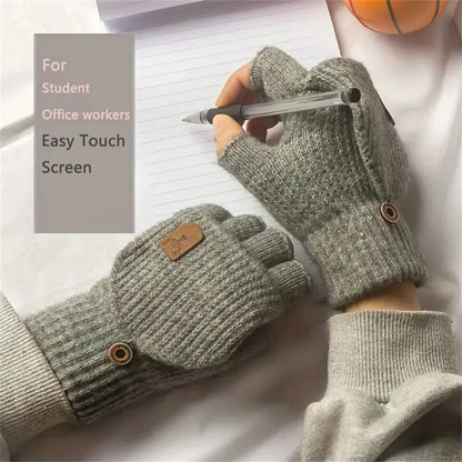 Men  Winter Gloves Half Finger Open Flip Design