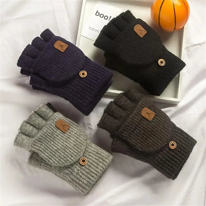 Men  Winter Gloves Half Finger Open Flip Design