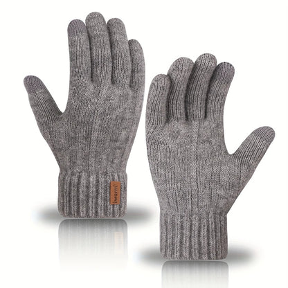 Winter Gloves For Men Full Finger Writting Office Cycling Knitted Gloves Students Alpaca Wool Warm Thick Elastic Driving Gloves
