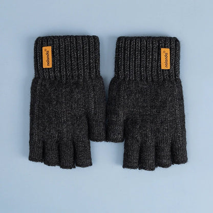 Winter Autumn Knitted gloves Warm Plush Fingerless gloves for men