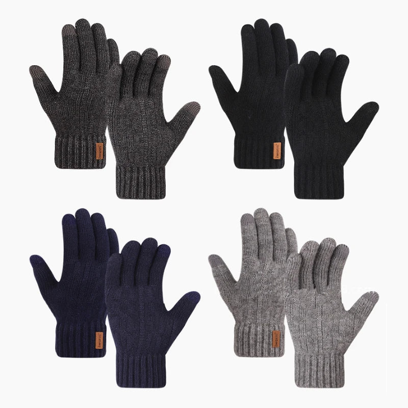 Winter Gloves For Men Full Finger Writting Office Cycling Knitted Gloves Students Alpaca Wool Warm Thick Elastic Driving Gloves