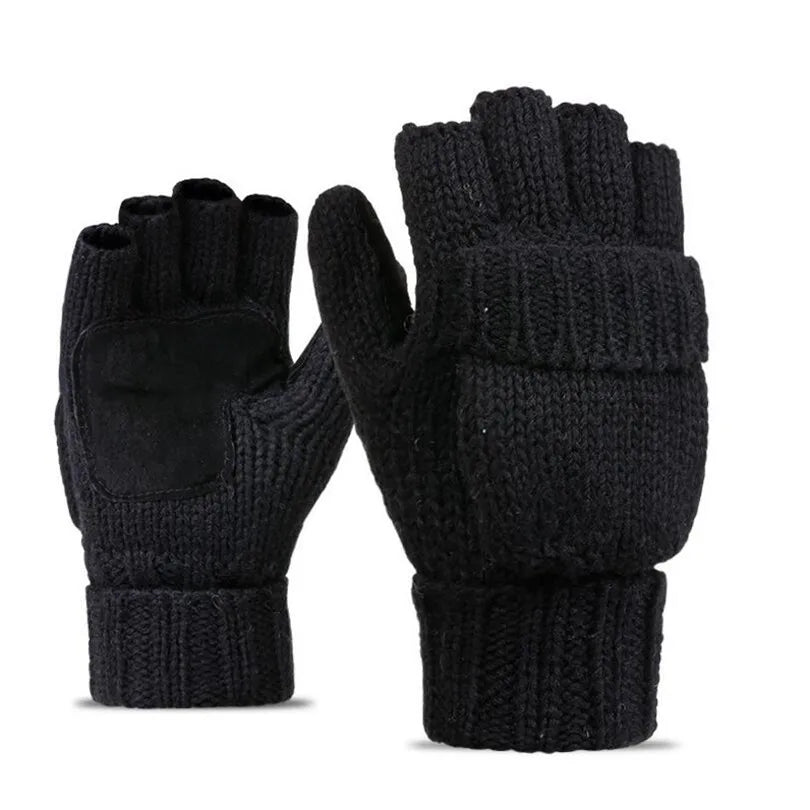 Thick Male Wool Fingerless Gloves.