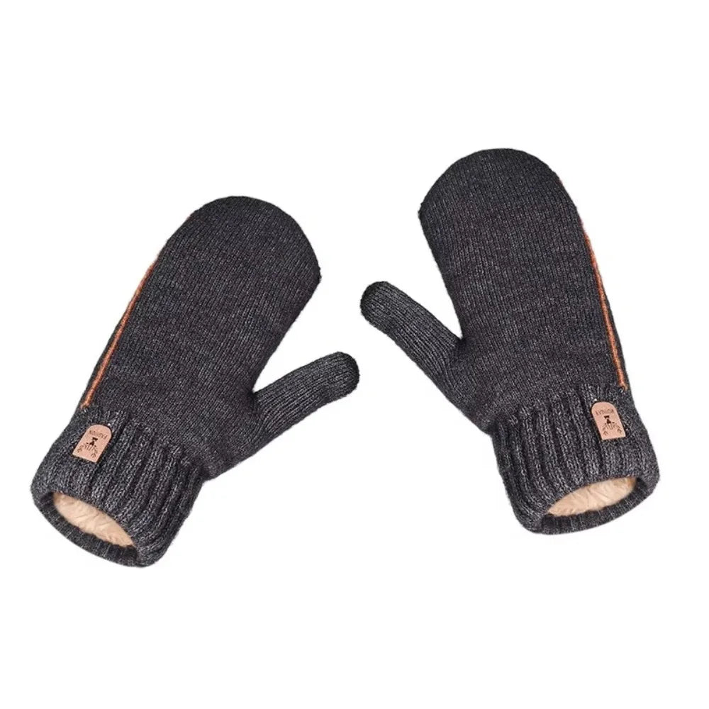 Men's Knitted Gloves Velvet Double-layer Winter Gloves