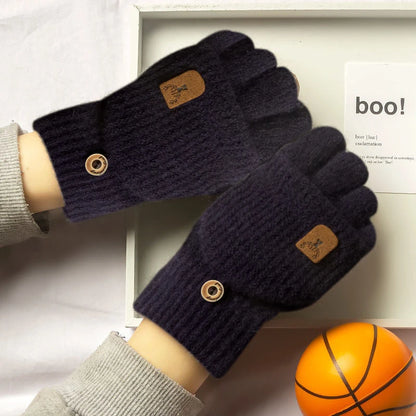 Men  Winter Gloves Half Finger Open Flip Design